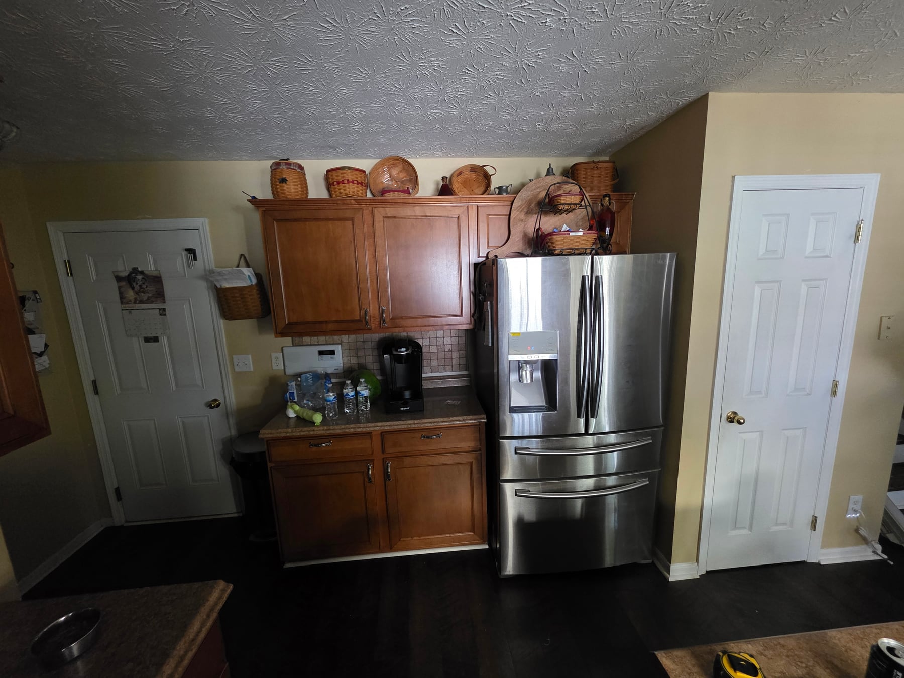 Original refrigerator and cabinet wall