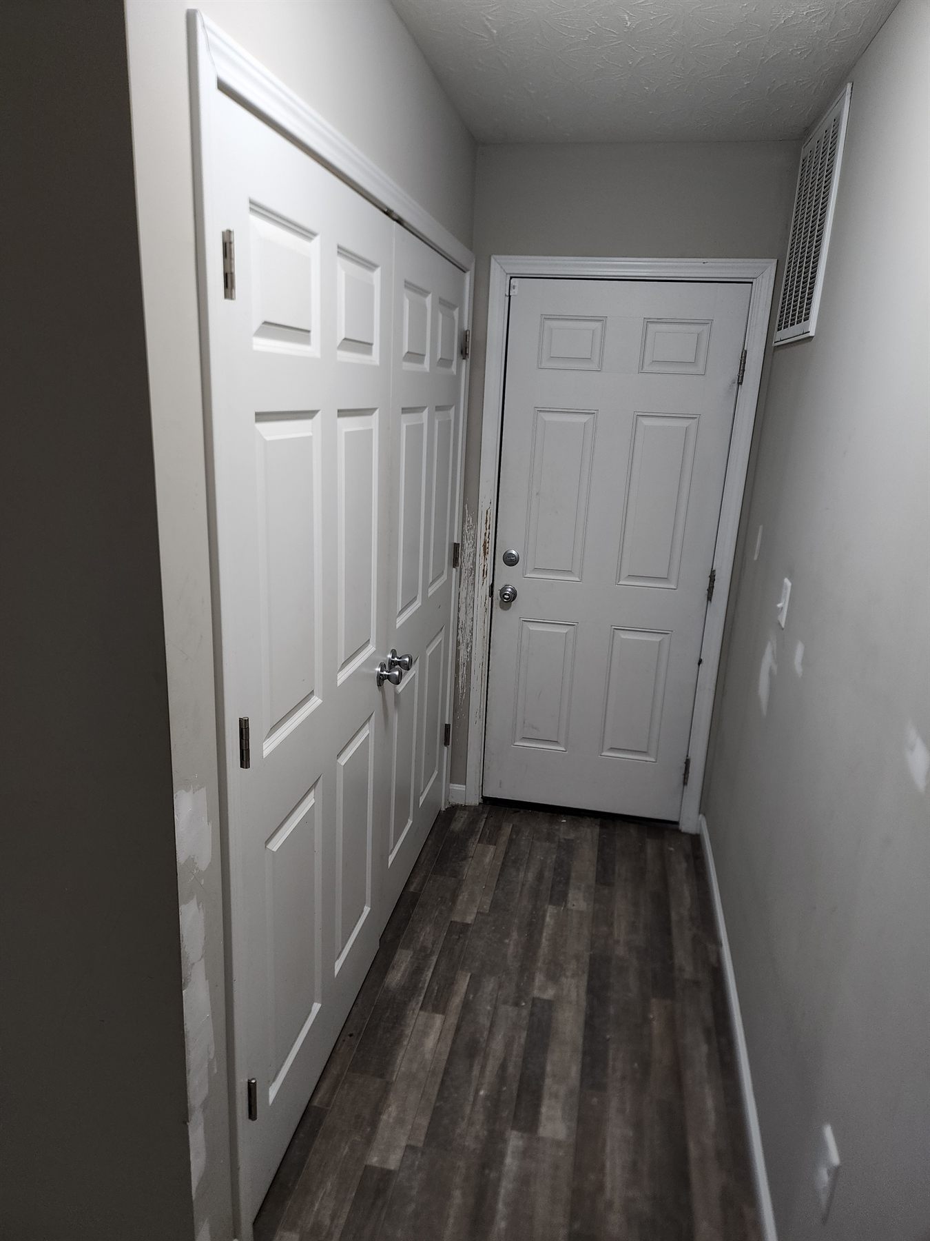 Entry doors and trim during repair work