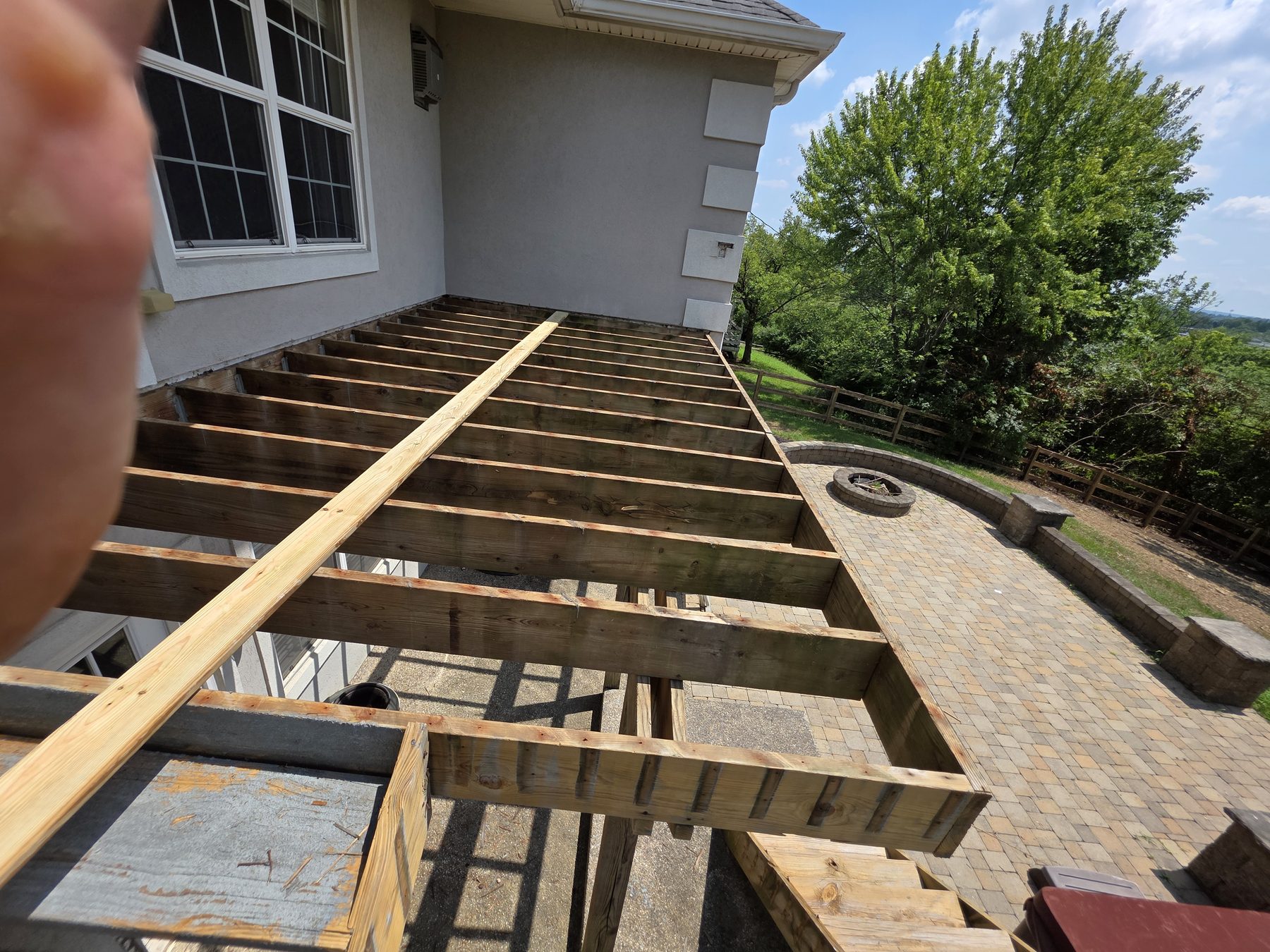 Existing decking fully removed from the upper deck