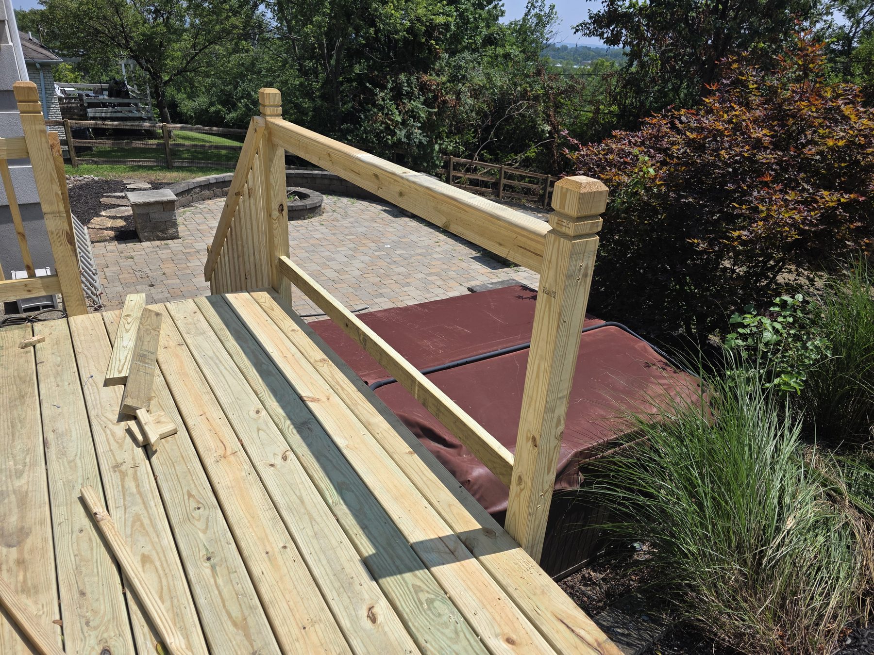New upper deck railing and posts in progress
